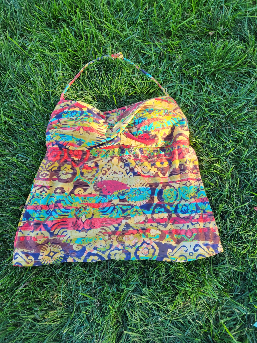 Catalina XL two piece halter tankini tropical floral boho colorful vibrant